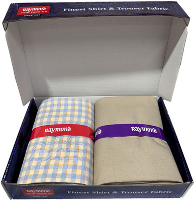 Raymond Cotton Blend Solid, Checkered Shirt & Trouser Fabric