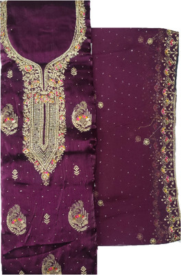 Soul Essence Silk Blend Embroidered Salwar Suit Material