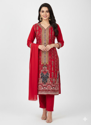 rajgharan nx Chanderi Embroidered Salwar Suit Material