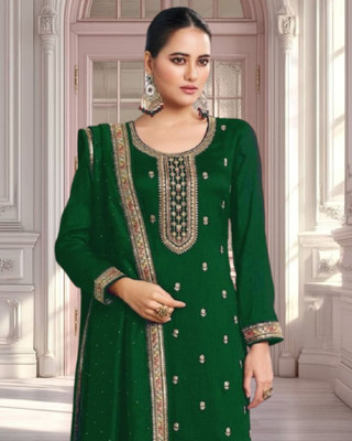 Dealbazaars Corporation Silk Blend Embroidered, Embellished, Self Design Salwar Suit Material