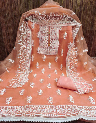 M FASHION Organza Embroidered Salwar Suit Material