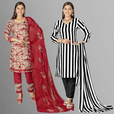 Kashvi Crepe Printed, Striped Salwar Suit Material