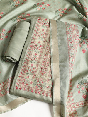 Meena Bazaar Tussar Silk Printed Salwar Suit Material
