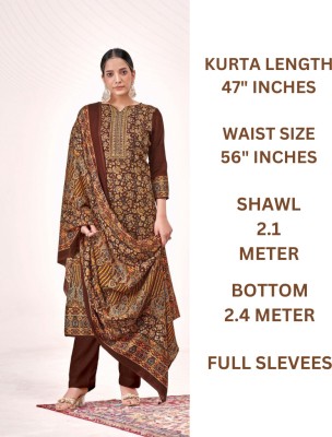 BHUVIS Wool Printed Kurta & Churidar Material