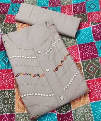 Ishika Creation Cotton Blend Embellished Kurta & Churidar Material