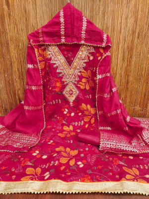 TNT Chanderi Embroidered Salwar Suit Material