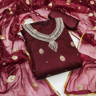 NEGORNI Organza Printed Salwar Suit Material