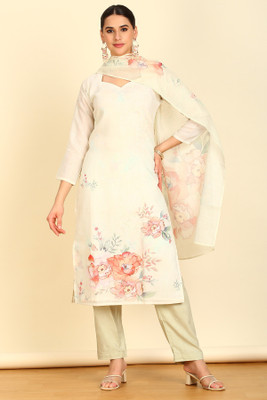 soch Linen Floral Print Salwar Suit Material