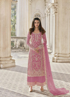 MEKRON Net/Lace Embroidered Kurta & Churidar Material