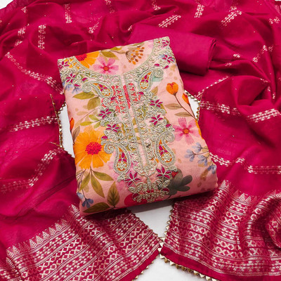 NIDHI'S FASHION Silk Blend Embroidered Salwar Suit Material