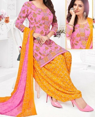 kritanya creation Crepe Floral Print Salwar Suit Material