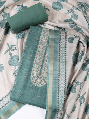 Meena Bazaar Tussar Silk Printed Salwar Suit Material
