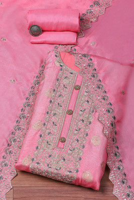 BIBA Silk Blend Self Design Salwar Suit Material