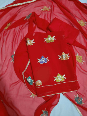 AmanVastra Georgette Embroidered Salwar Suit Material