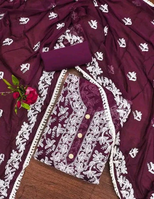 NIDHI'S FASHION Chanderi Embroidered Salwar Suit Material