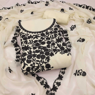 BlissFlair Georgette Embroidered Kurta Fabric