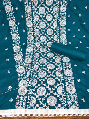 TOHOON Art Silk Embroidered Salwar Suit Material