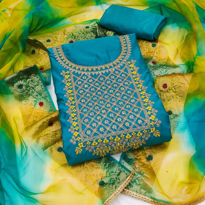 Tasrika Cotton Silk Embroidered Salwar Suit Material