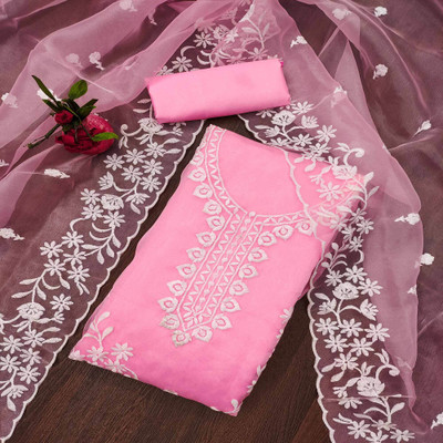 Peachmode Organza Embroidered Salwar Suit Material