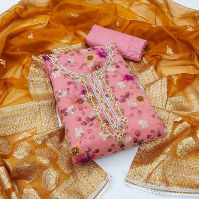 Tasrika Silk Blend Floral Print Salwar Suit Material