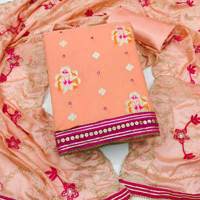 Blissta Silk Blend Floral Print Salwar Suit Material