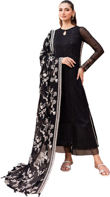 ICEQUBEFAB Georgette Embroidered Salwar Suit Material