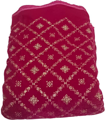 Divine Trends Velvet Embellished Multipurpose Running Fabric