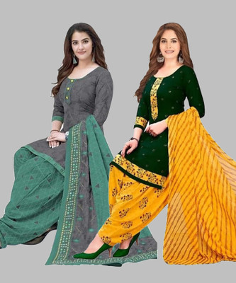 THIRA Crepe Solid, Printed Salwar Suit Material