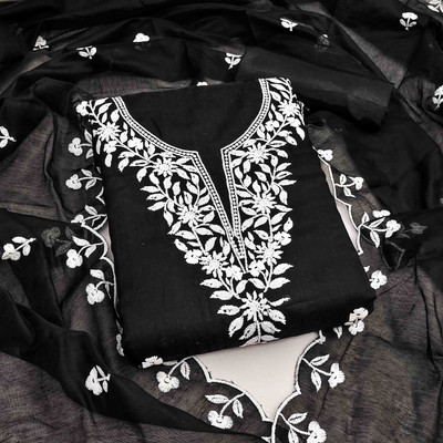 Blissta Cotton Blend Embroidered Salwar Suit Material