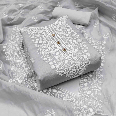 Blissta Cotton Blend Embroidered Salwar Suit Material