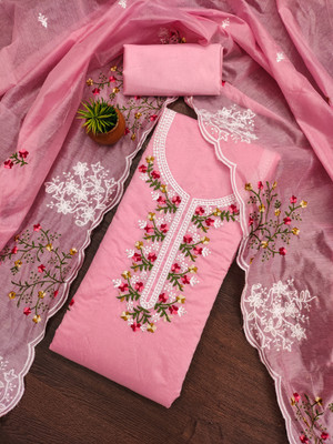 Ethnic Junction Chanderi Embroidered Kurta & Patiyala Material