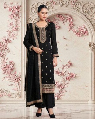 Dealbazaars Corporation Silk Blend Embroidered, Embellished, Self Design Salwar Suit Material