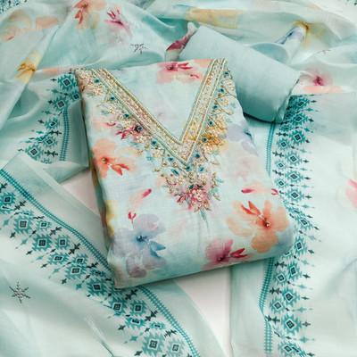 Jaipur Kurti Cotton Blend Floral Print Salwar Suit Material