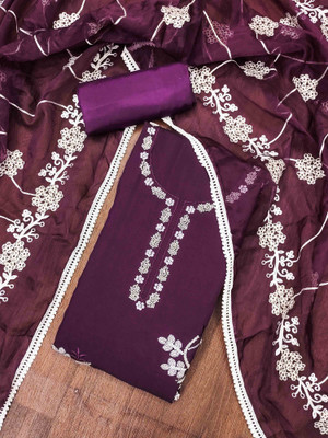 Blissta Cotton Silk Embroidered Salwar Suit Material