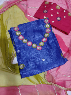 AmanVastra Art Silk Embroidered Salwar Suit Material