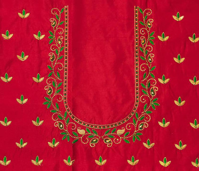 RAJVILASH Pure Silk Embroidered Blouse Material