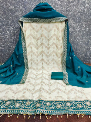 NF FAB Silk Blend Embroidered Salwar Suit Material