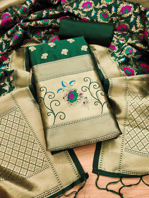 PandadiSaree Cotton Silk Embellished Salwar Suit Material
