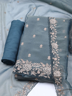 Meena Bazaar Art Silk Embroidered Salwar Suit Material