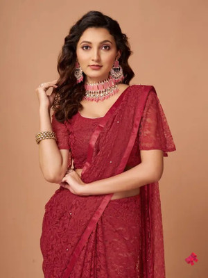 Vragi Net/Lace Embellished Blouse Material
