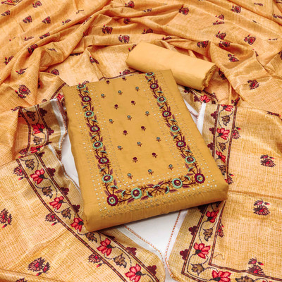 Blissta Silk Blend Embroidered Salwar Suit Material