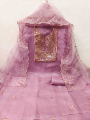 JAKHITARA Organza Embroidered Salwar Suit Material