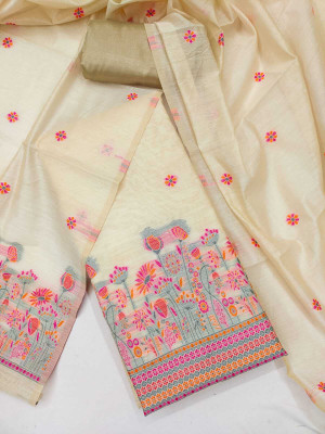 NIDHI'S FASHION Silk Blend Embroidered Salwar Suit Material
