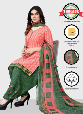 Threads Cotton Blend Printed Salwar Suit Material