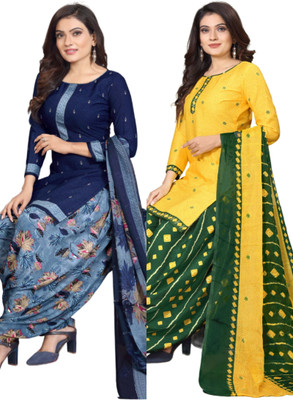Threads Cotton Blend Printed Salwar Suit Material