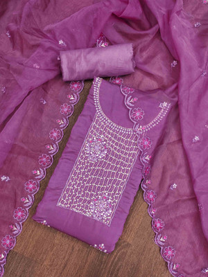 Blissta Silk Blend Embroidered Salwar Suit Material