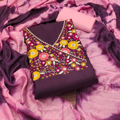 Jaipur Kurti Cotton Blend Embroidered Salwar Suit Material