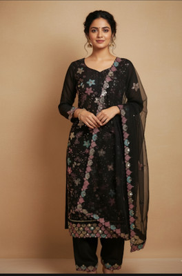 RIDDHI Georgette Embroidered Salwar Suit Material