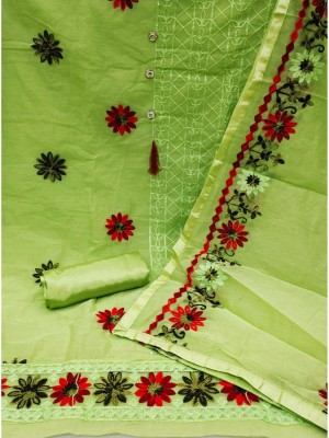 KV Fashion Chanderi Embroidered Salwar Suit Material