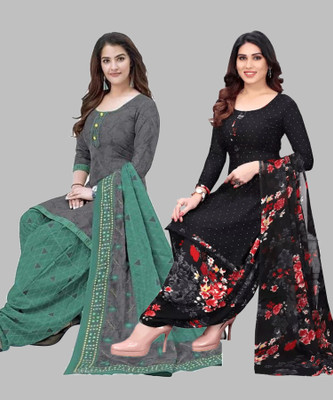 Priyashi Crepe Solid, Floral Print, Printed, Geometric Print Salwar Suit Material